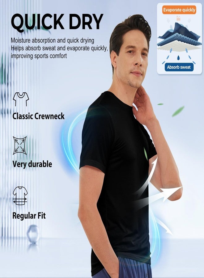 BAMBOO COOL تيشيرتات داخلية رجالية من بامبو كول، تيشيرتات سوداء للرجال، تيشيرتات ماصة للرطوبة، عبوة من 6 قطع، رقبة دائرية، أكمام قصيرة، ناعمة وجيدة التهوية - Image 3